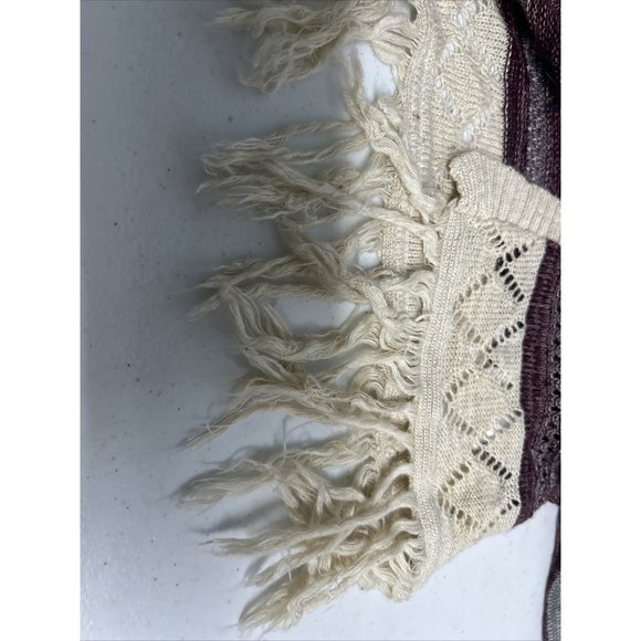 Vanity Purple Beige Semi Sheer Loose Knit Sweater Cardigan W Tassels Women’s L - Picture 8 of 15